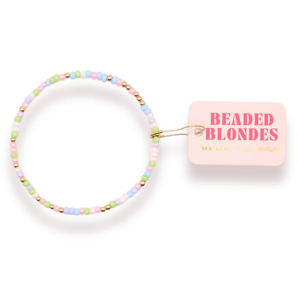 Pastel Spring Sprinkle Beaded Blondes Bracelet: Standard 6.75 inch