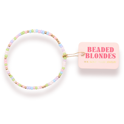 Pastel Spring Sprinkle Beaded Blondes Bracelet: Standard 6.75 inch