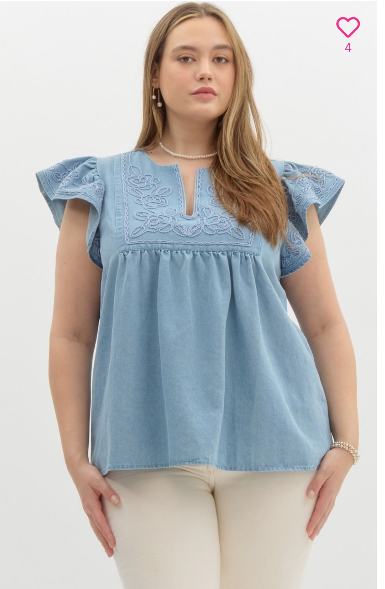 Appliqué Flutter Sleeve Top