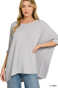 Zenana-RAISED RIB BAT SLEEVE TOP