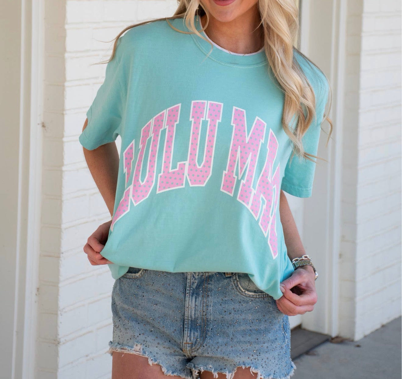 Lulu Mac Chalky Mint Dotted Tee