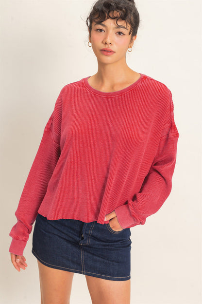 Hyfve-Mineral Wash Waffle Open Back Top