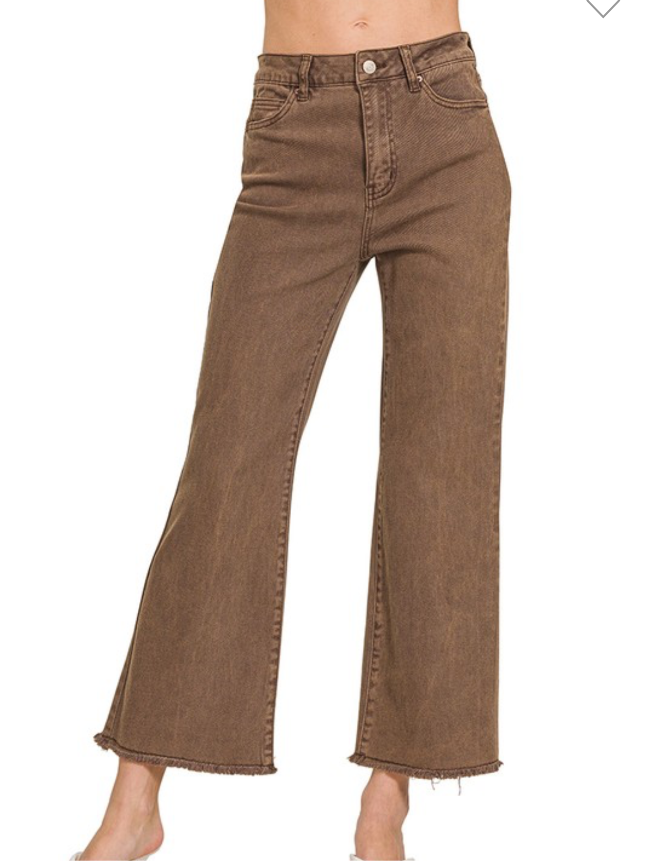 Acid Wash High Waisted Frayed Hem Straight Pants