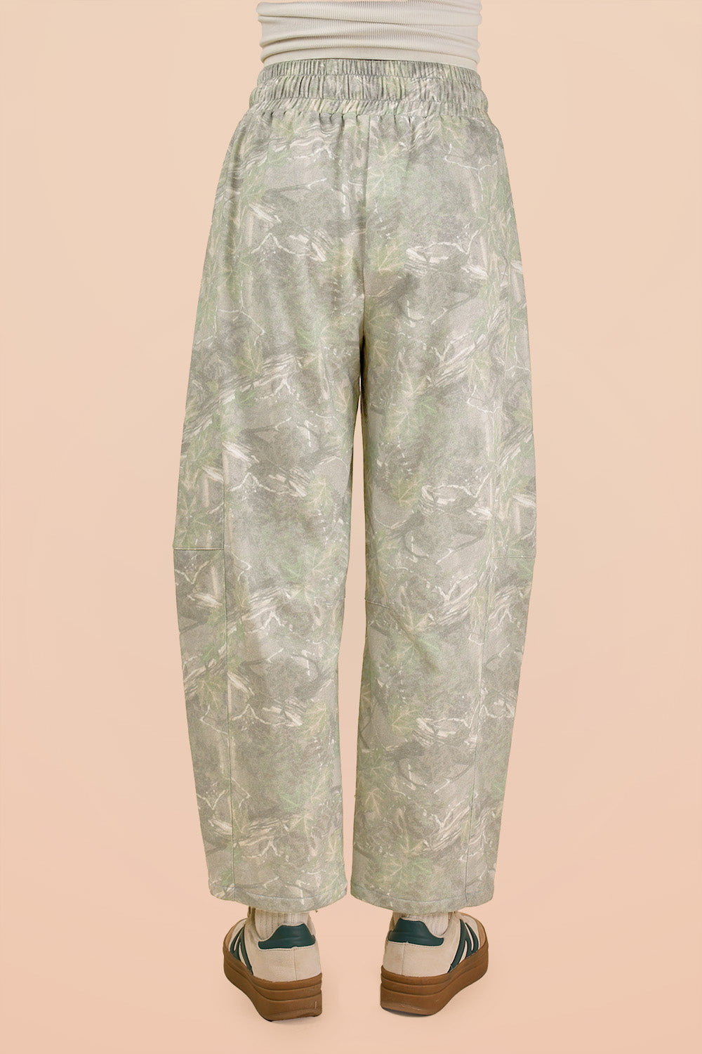 Camo Print Casual Knit Barrel Pants
