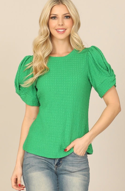 BB-Twist Puff Sleeve Crepe Top