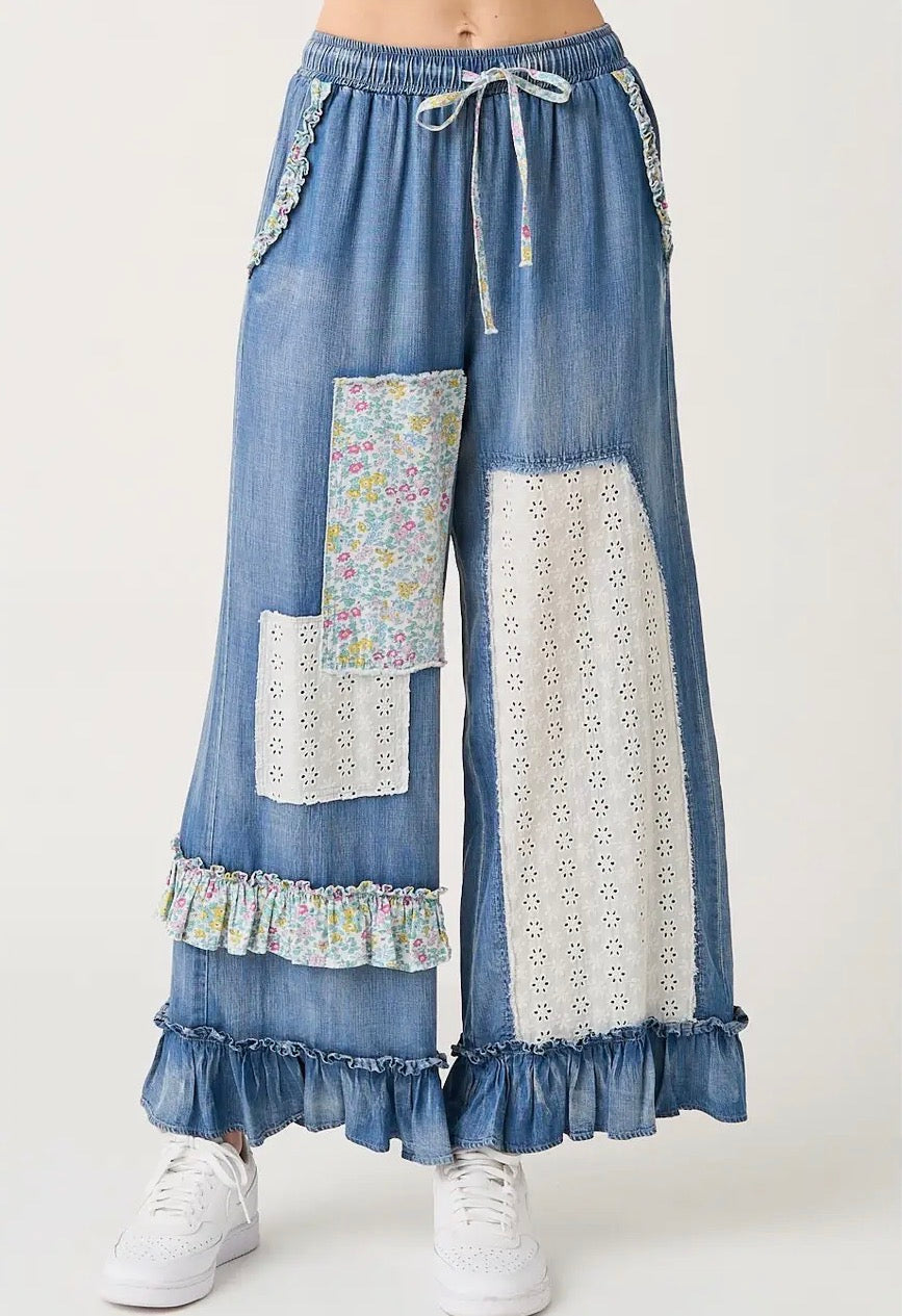 Boho Blossom Patch Pants