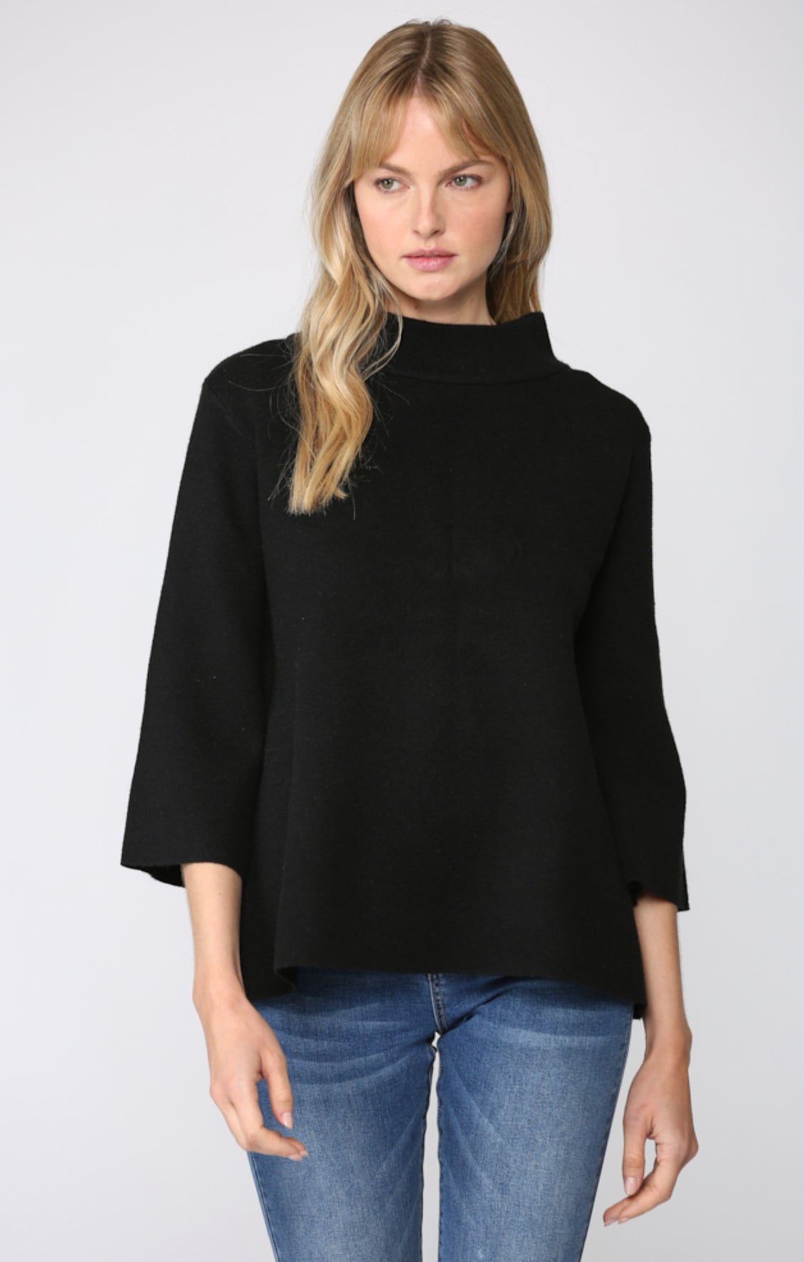 Mock Neck Pullover Bell Sleeve Sweater - Talk of the Town
