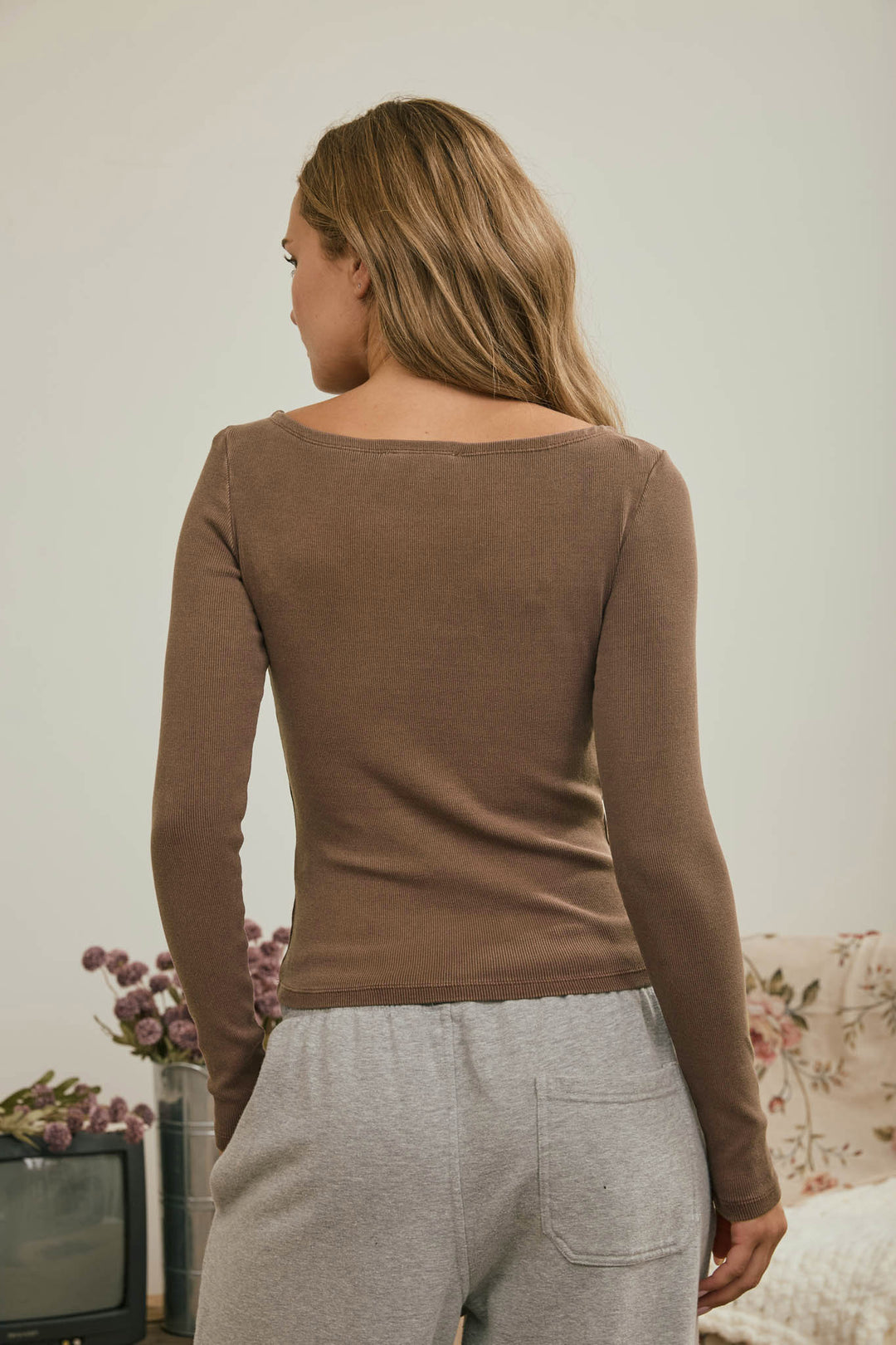 Blu Pepper-BOAT NECK LONG SLEEVE RIBBED KNIT TOP