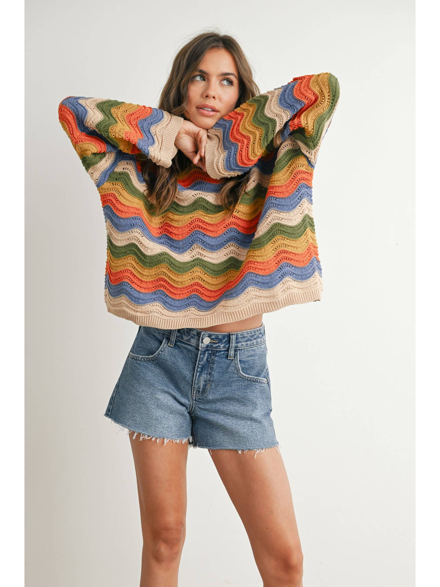 Quilt Pattern Multicolor Sweater hi
