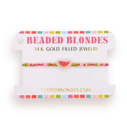 Watermelon Bracelet on Color: Standard 6.75 inch | Beaded Blondes