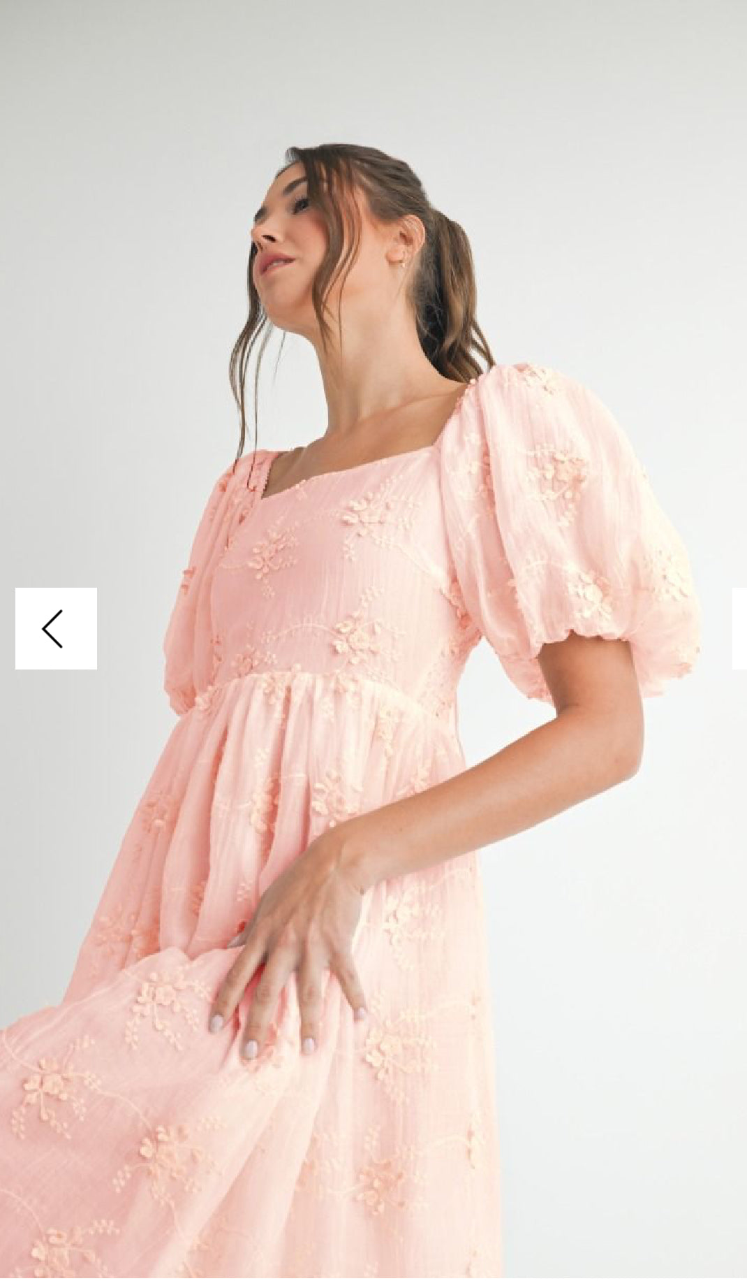 Embroidered Short Sleeve Midi Dress
