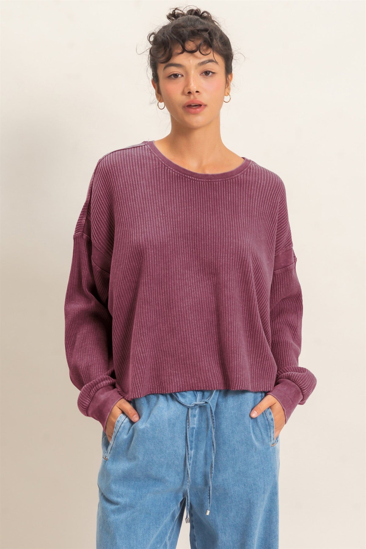 Hyfve-Mineral Wash Waffle Open Back Top
