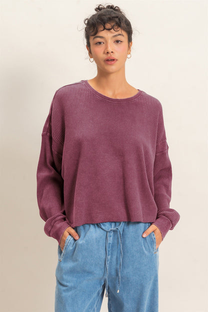 Hyfve-Mineral Wash Waffle Open Back Top