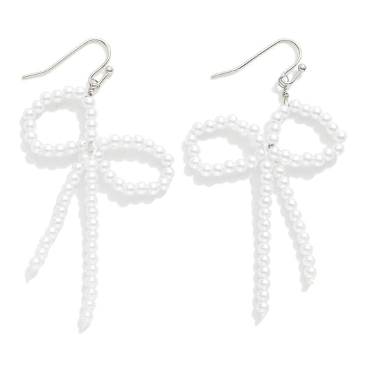 Pearl Bow Dangle Earrings
