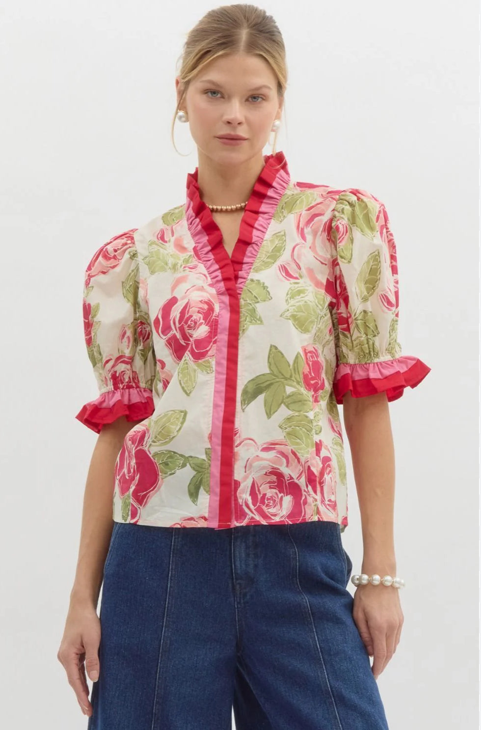 Lilly Leaf Print Top