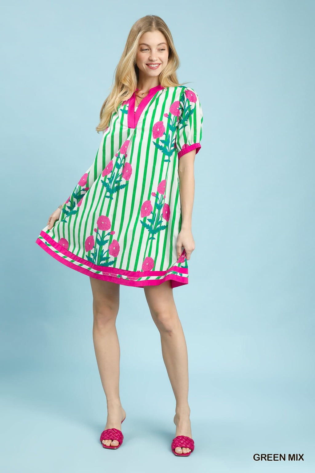 Pink Petals & Stripes Dress
