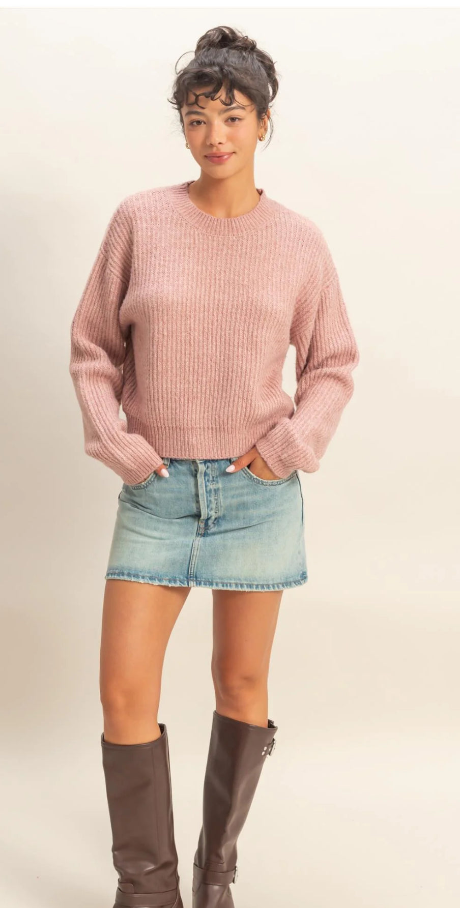 Relax Fit Ribbed Sweater - Talk of the Town