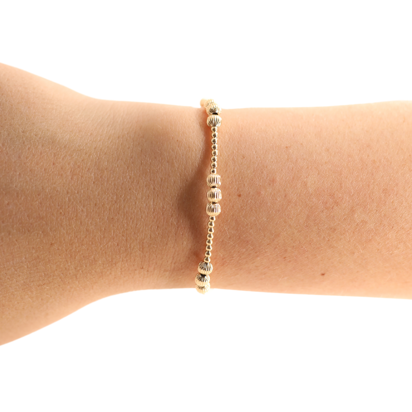 ILY Gold Fluted Bracelet: Standard 6.75 inch | Beaded Blondes