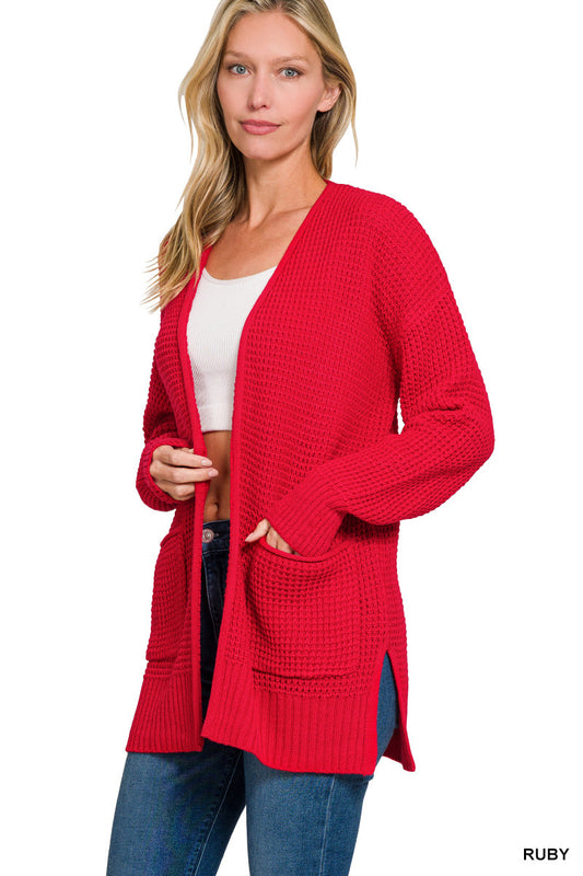 Red Waffle Cardigan