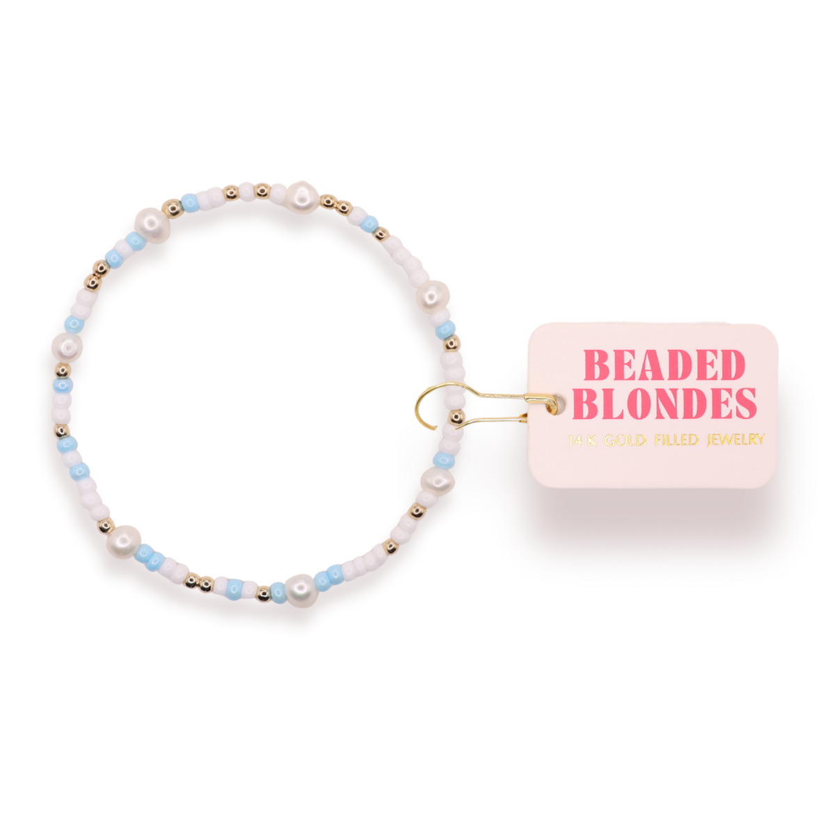 Blue Pearl Sprinkle Bracelet: Standard 6.75 Inch | Beaded Blondes