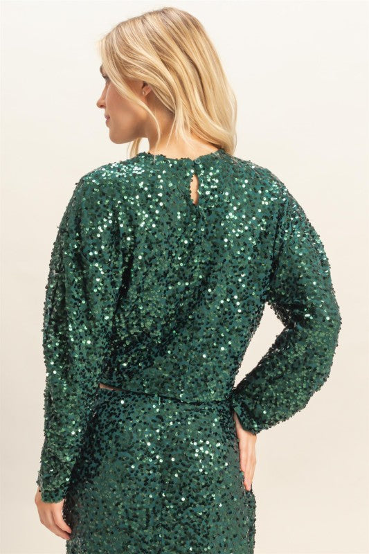 Sequin Holiday Long Sleeve Top
