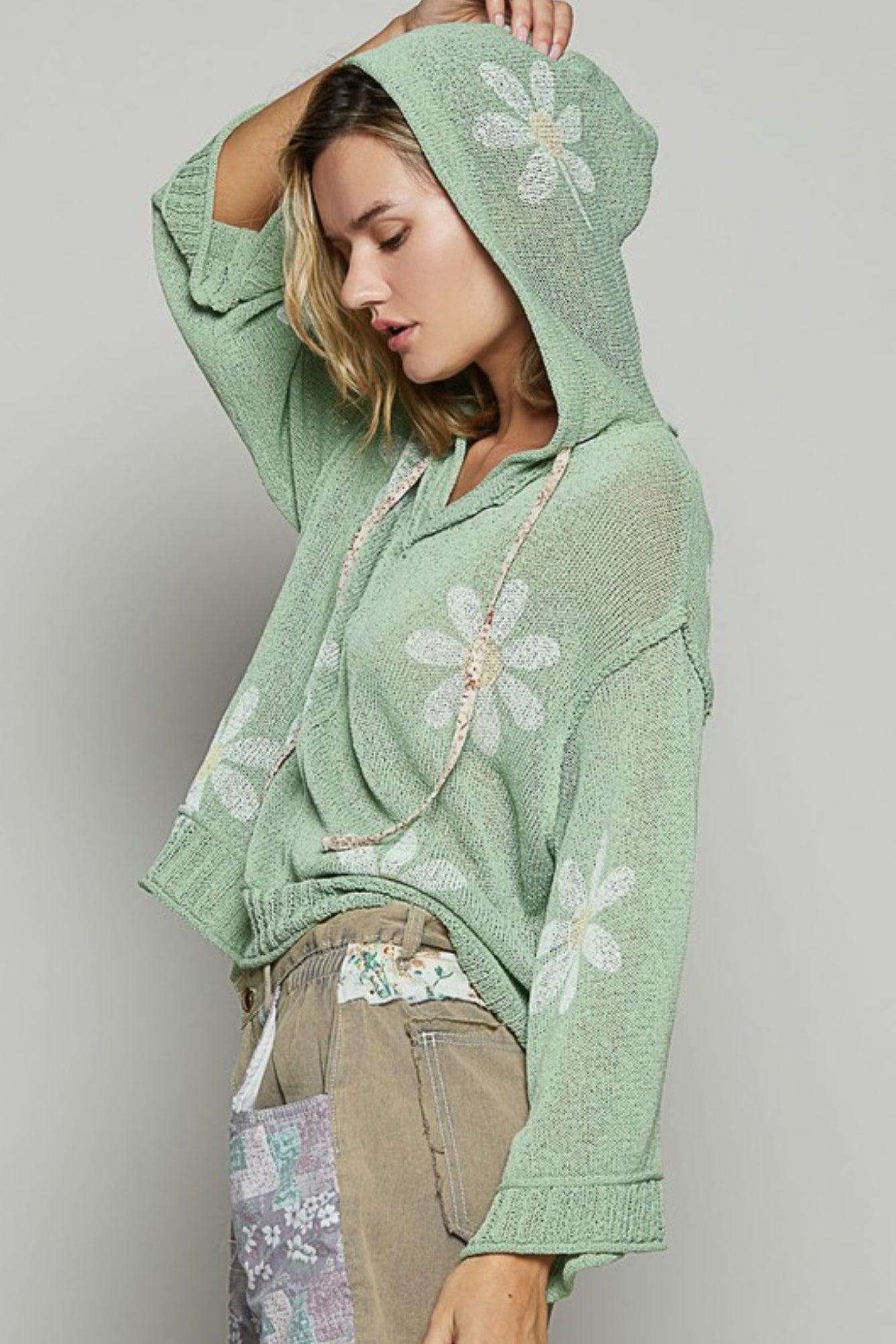 Flower Print Hoodie Sweater