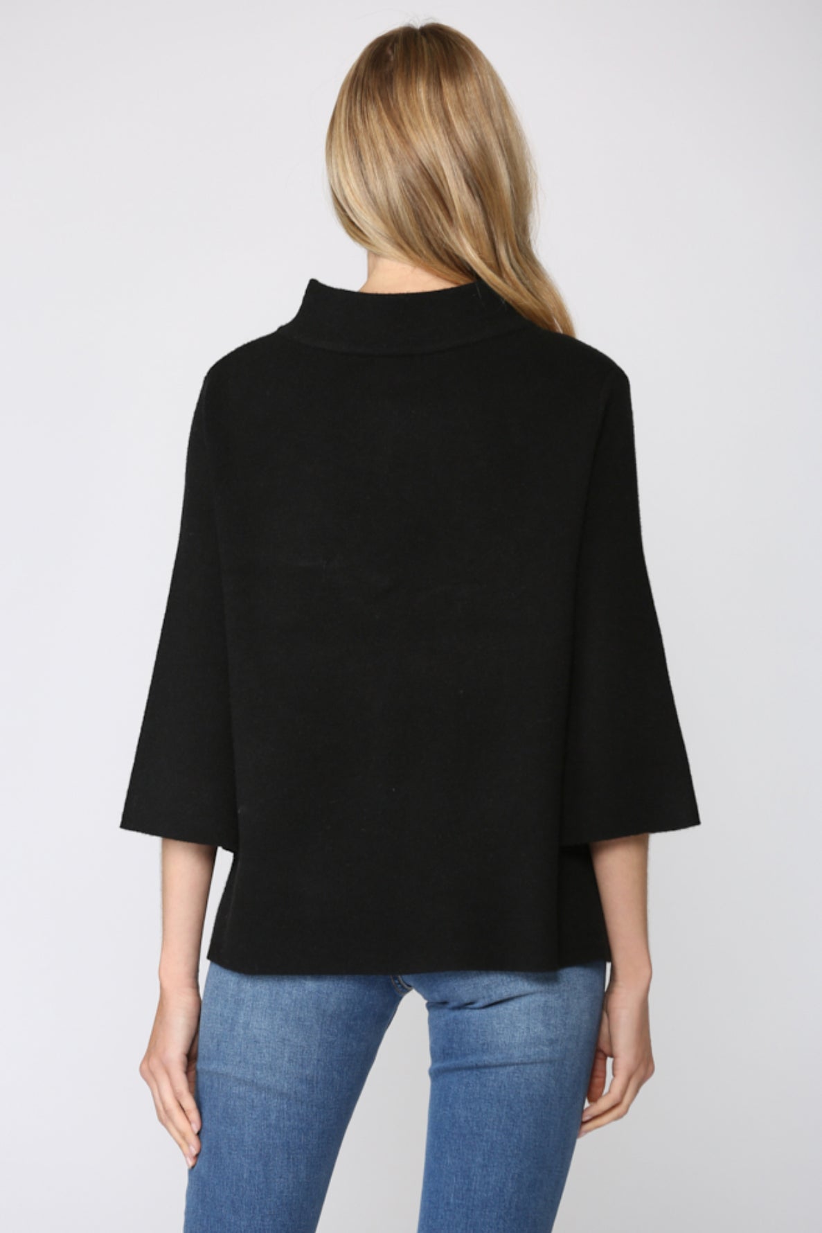 Mock Neck Pullover Bell Sleeve Sweater - Talk of the Town