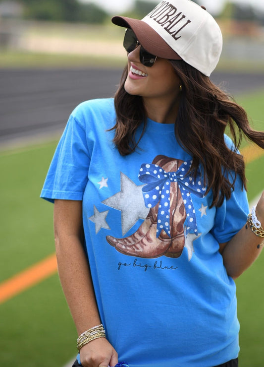 Go Big Blue Boots Tee