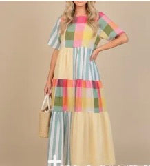 Pastel Patchwork Maxi Dress