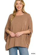 Zenana-RAISED RIB BAT SLEEVE TOP