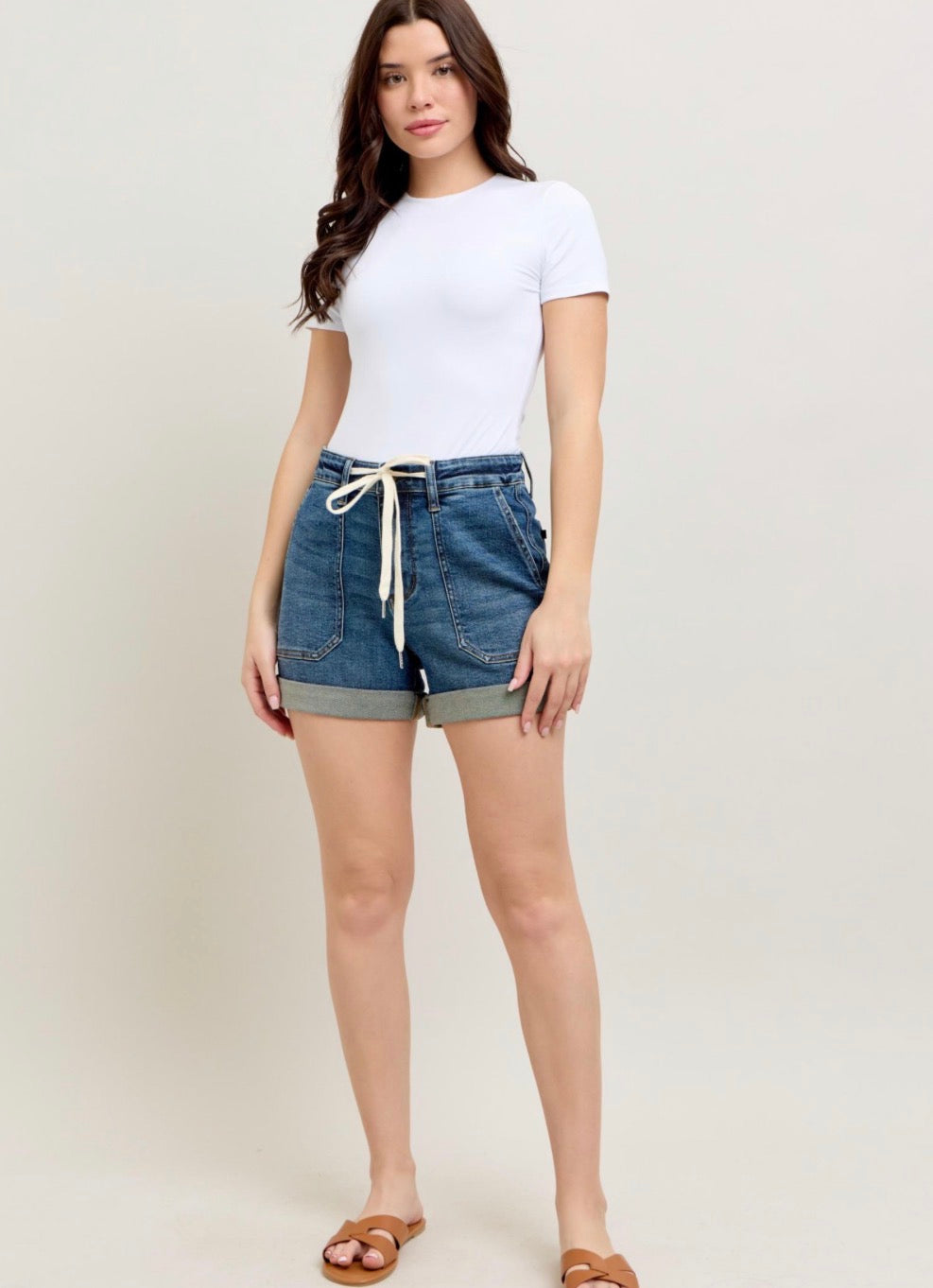 HW Cuff Jogger Shorts • Judy Blue