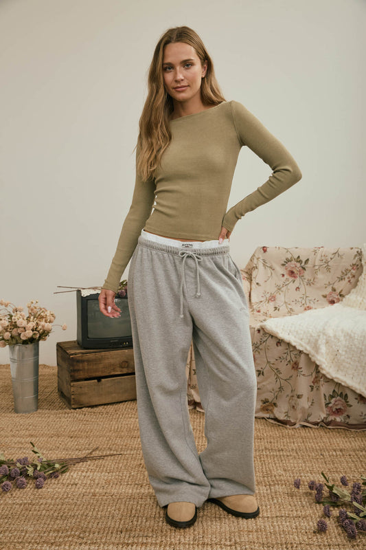 Blu Pepper-BOAT NECK LONG SLEEVE RIBBED KNIT TOP