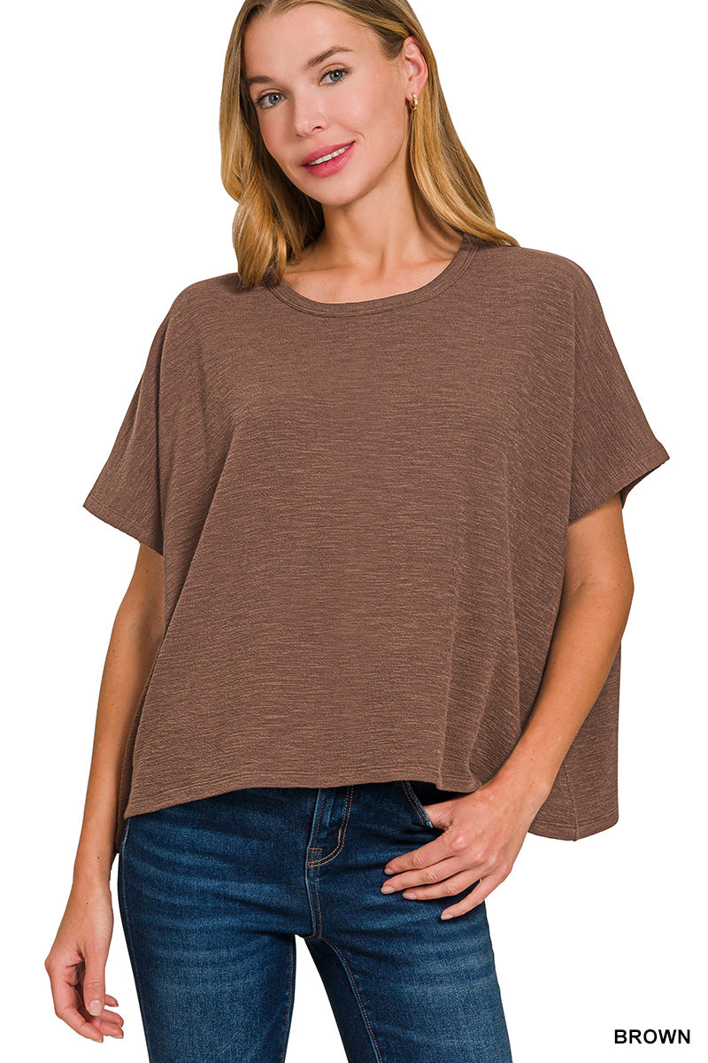 Zenana- COTTON SLUB OVERSIZE TEE