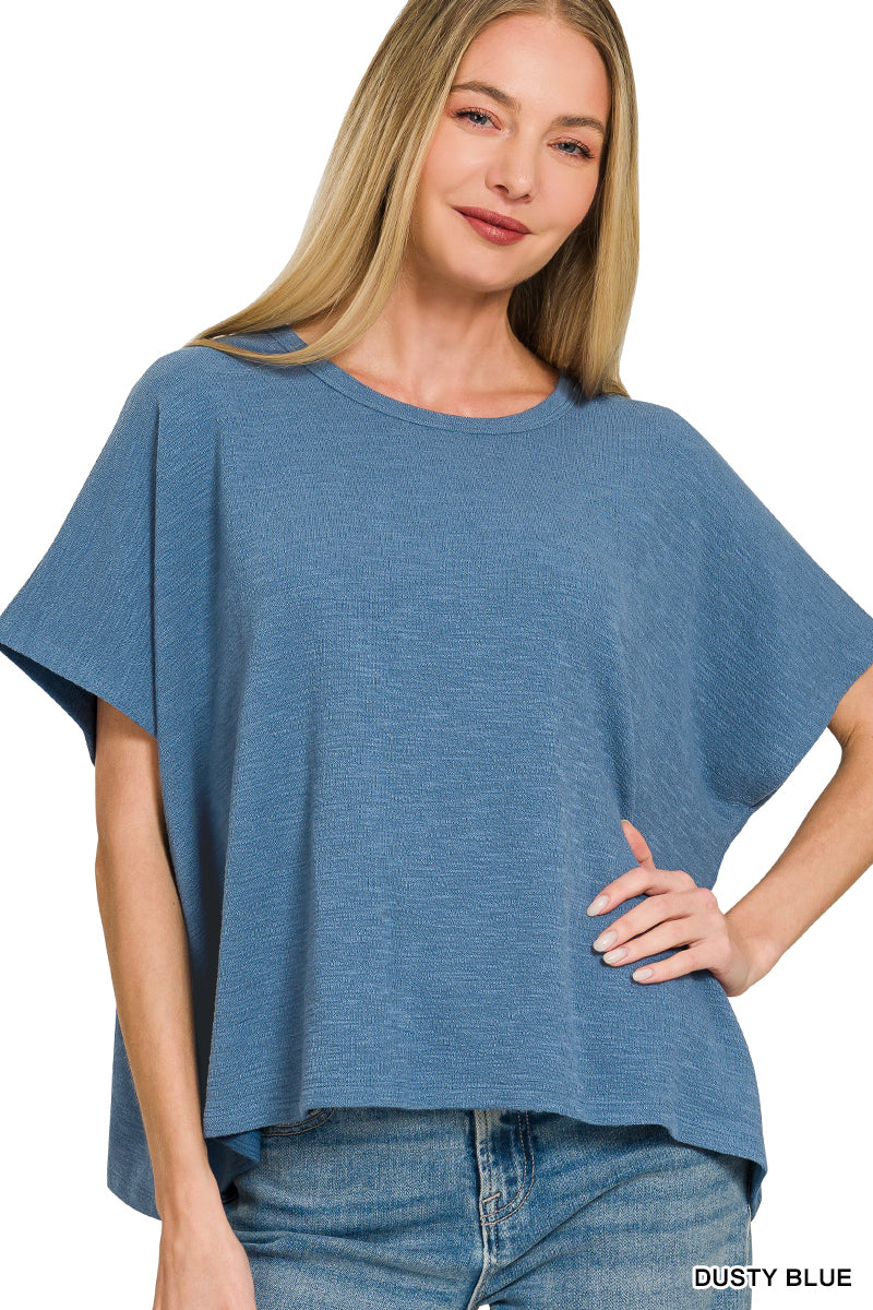 Zenana- COTTON SLUB OVERSIZE TEE