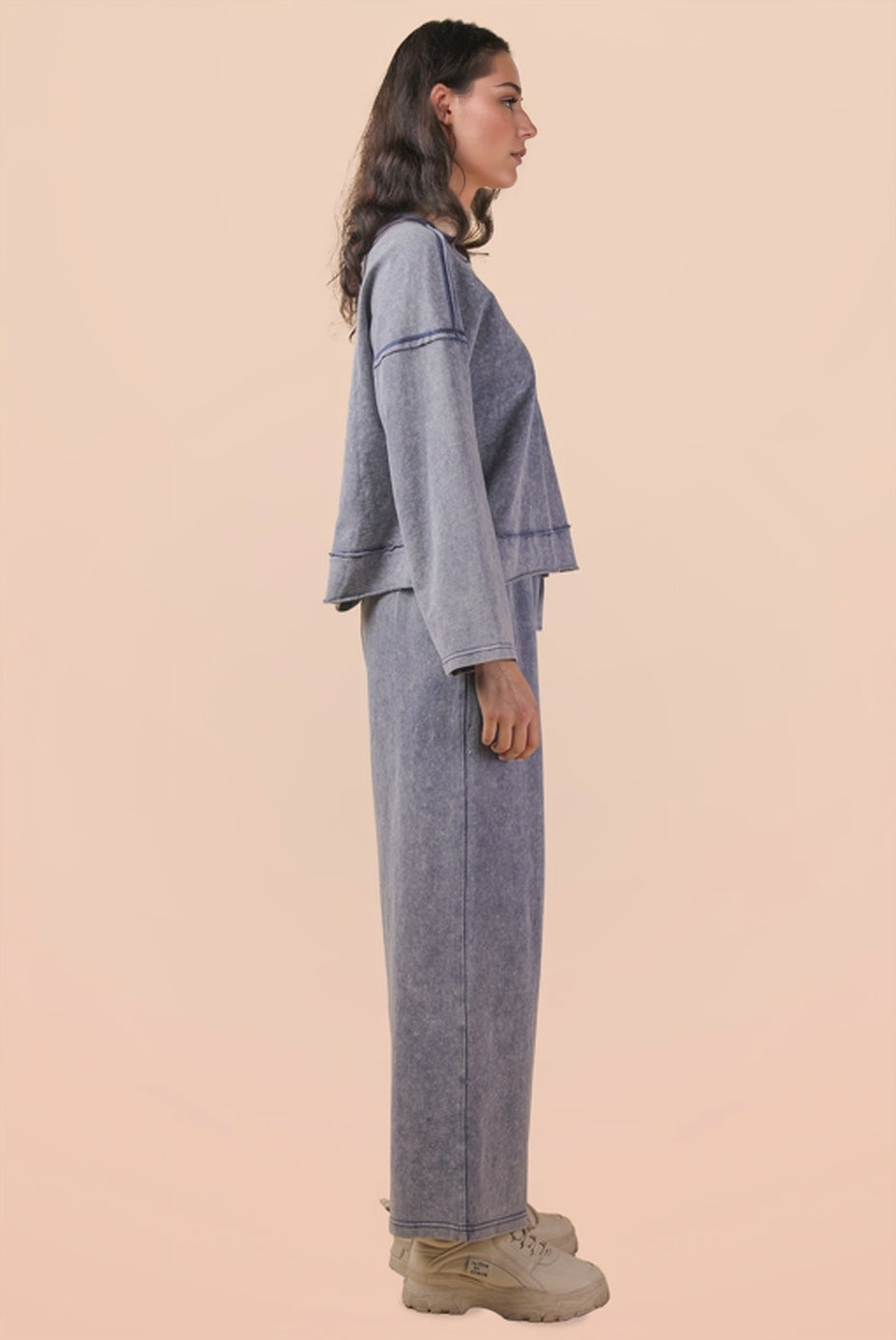 Mineral Washed Knit Top & Pants Set