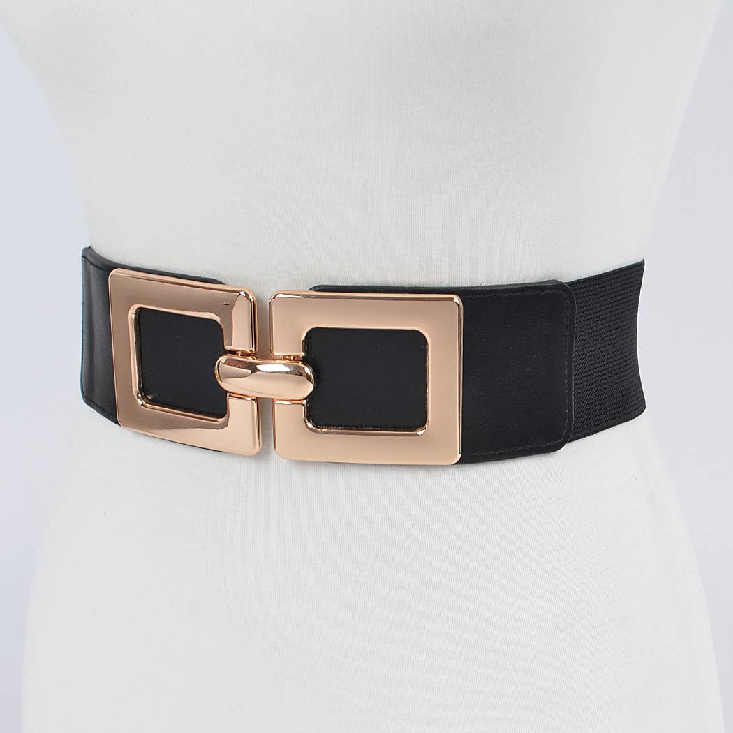 Two Square Buckle Elastic Plus Size Belt