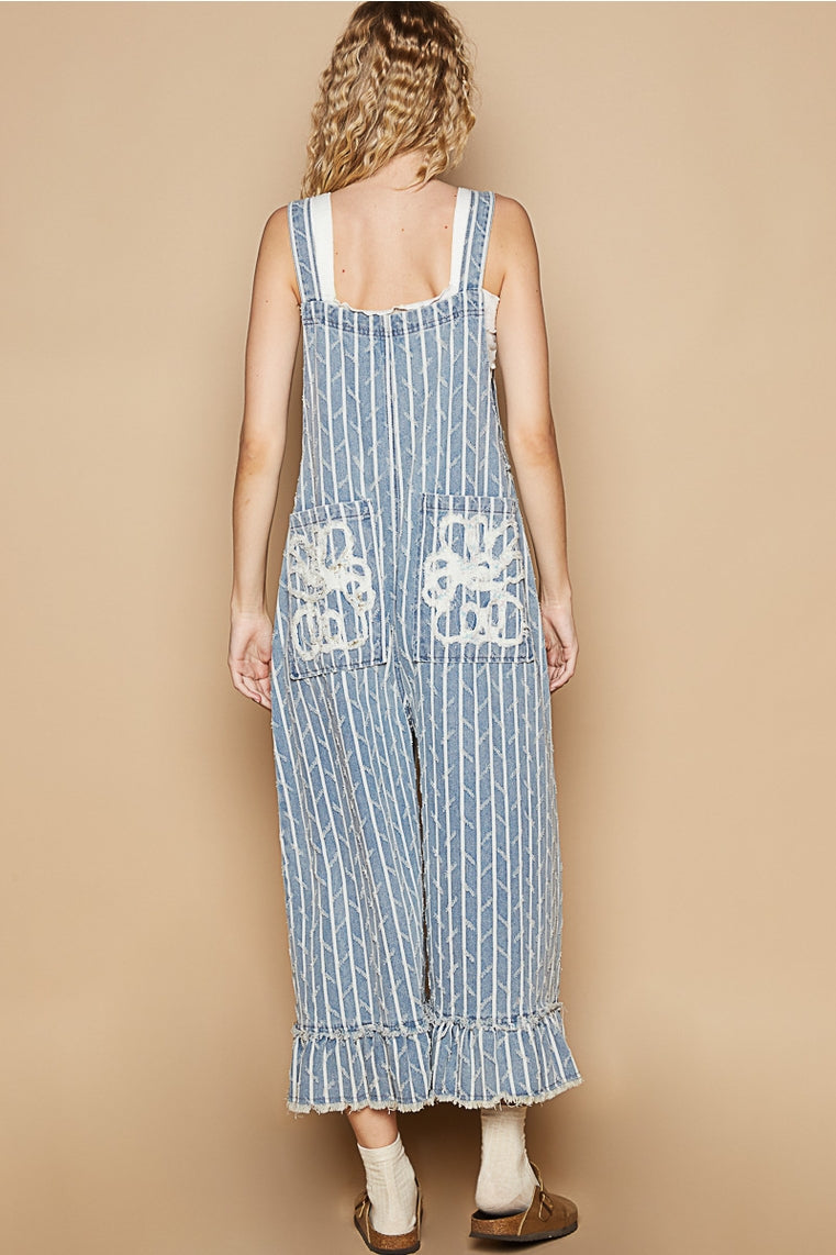 BB- Embroidered Ruffle Detail Overalls