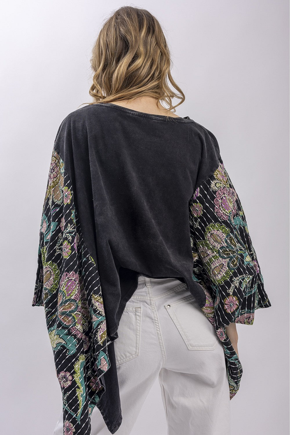 Mermaid Print Stitched Pancho Sleeve Top - Talk of the Town