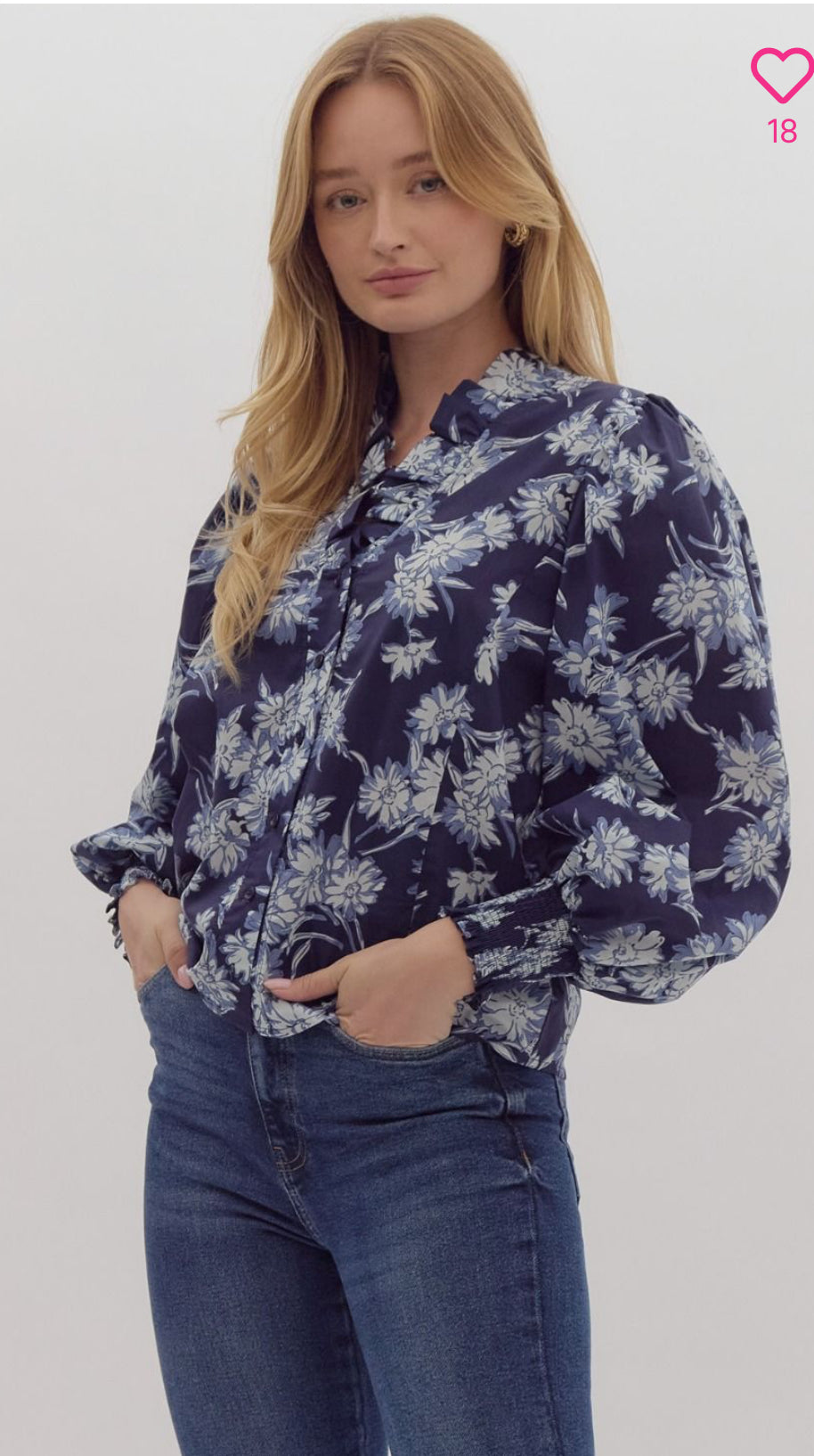 BB-Floral Ruffle Neck Top