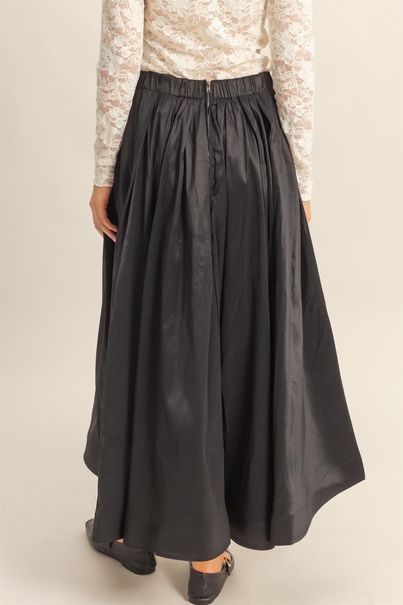 Elegant Pleated A-Line Midi Skirt