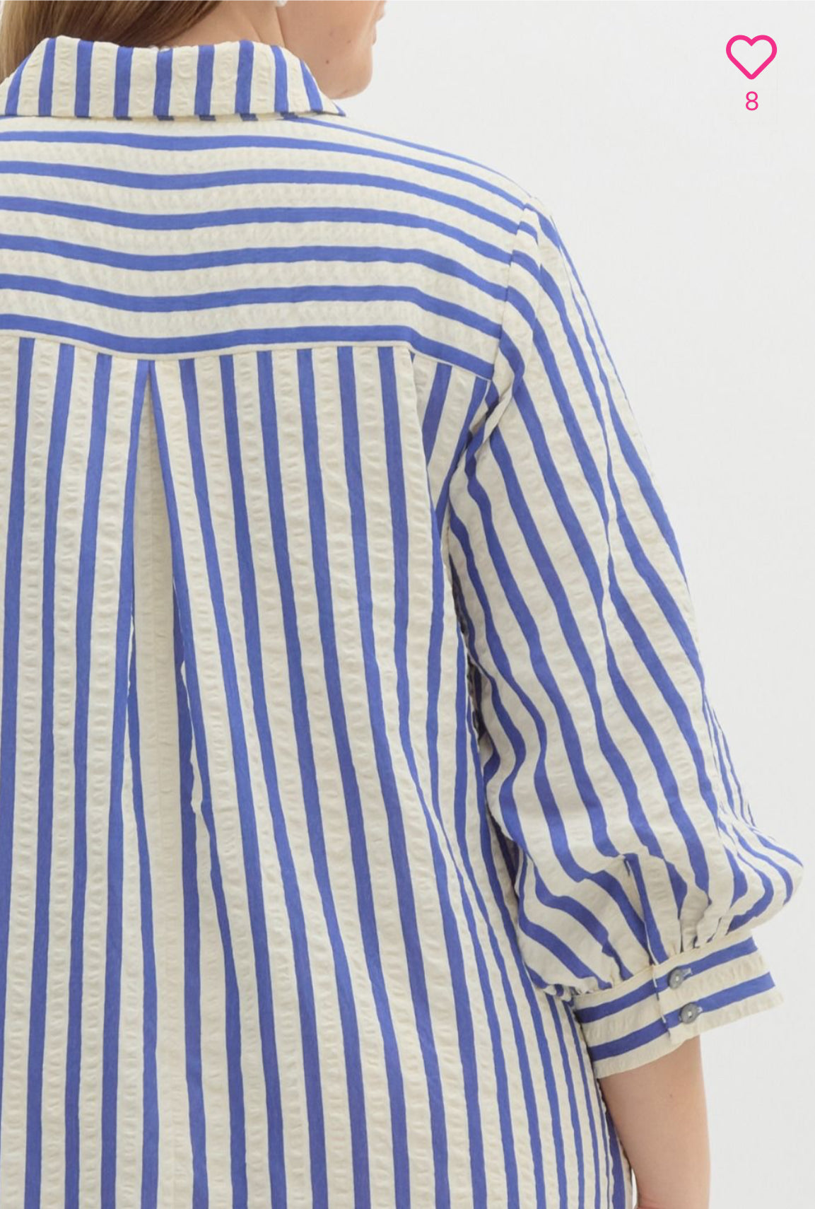 Striped Seersucker Mini Dress-Royal