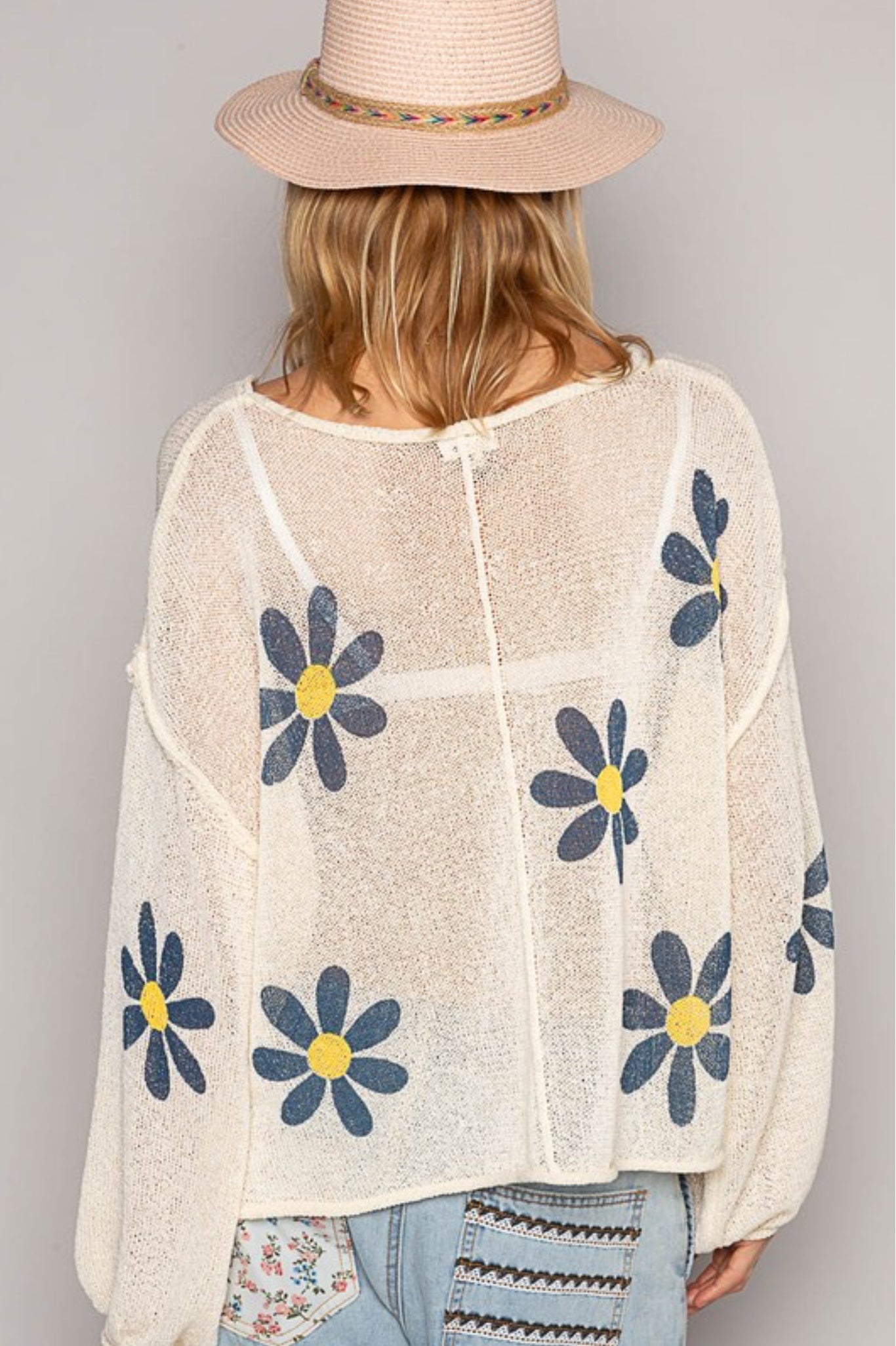 Oversize Flower Print Sweater