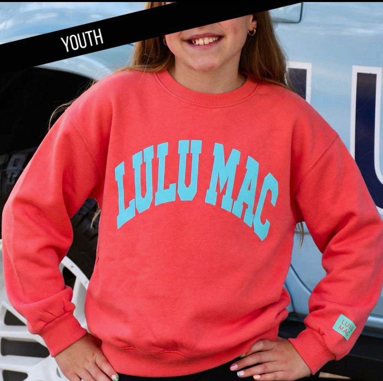 Lulu Mac Youth Coral/Mint Puff Sweatshirt