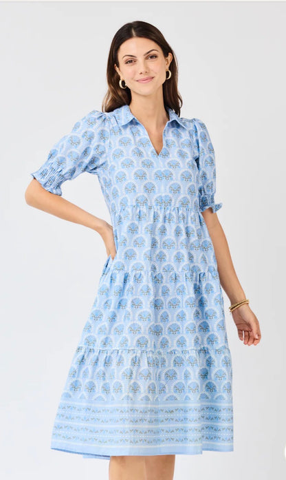 Mary Square Molly Sunshower Flora Blue Dress