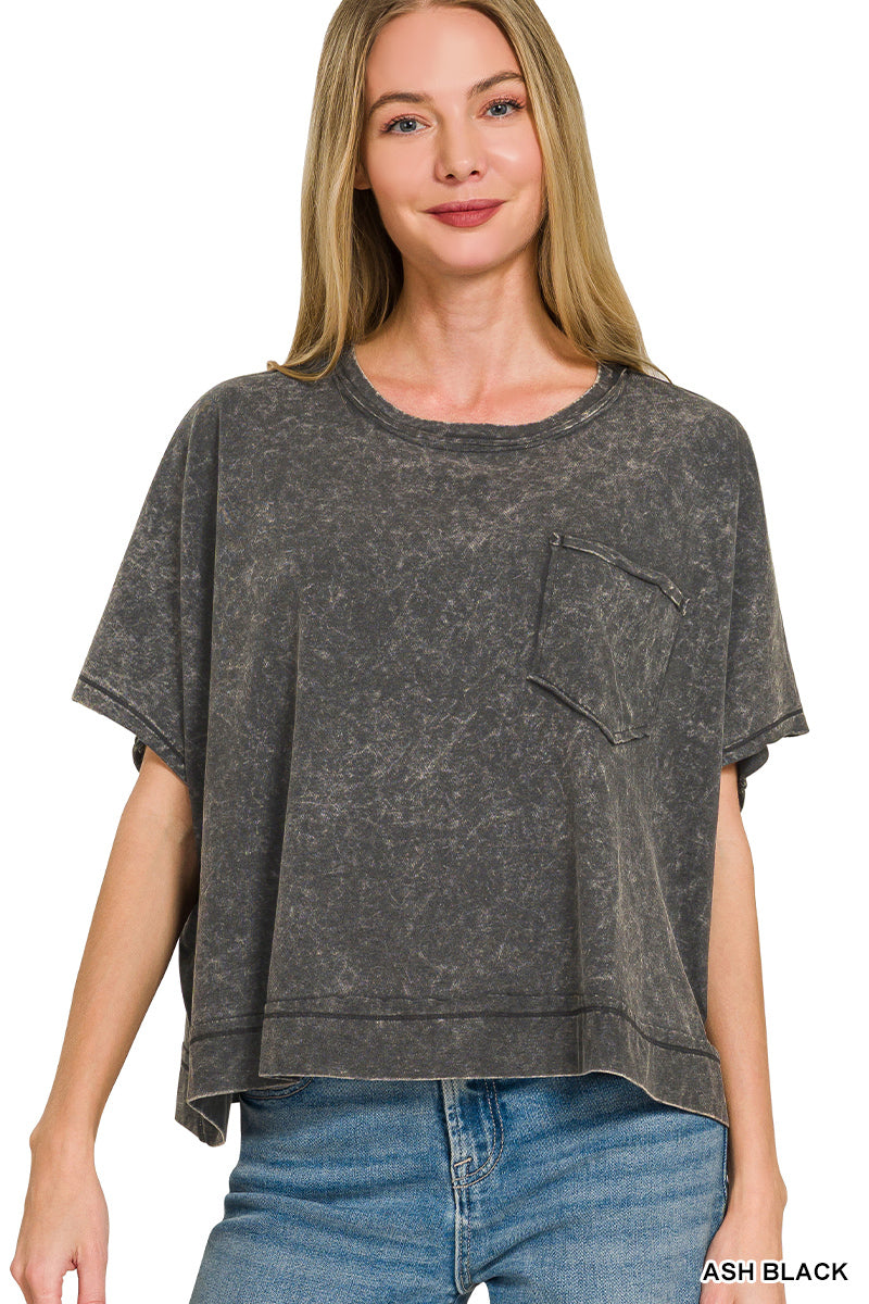 Zenana-ACID WASHED OVERSIZED TOP