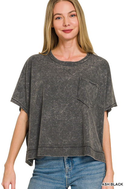 Zenana-ACID WASHED OVERSIZED TOP