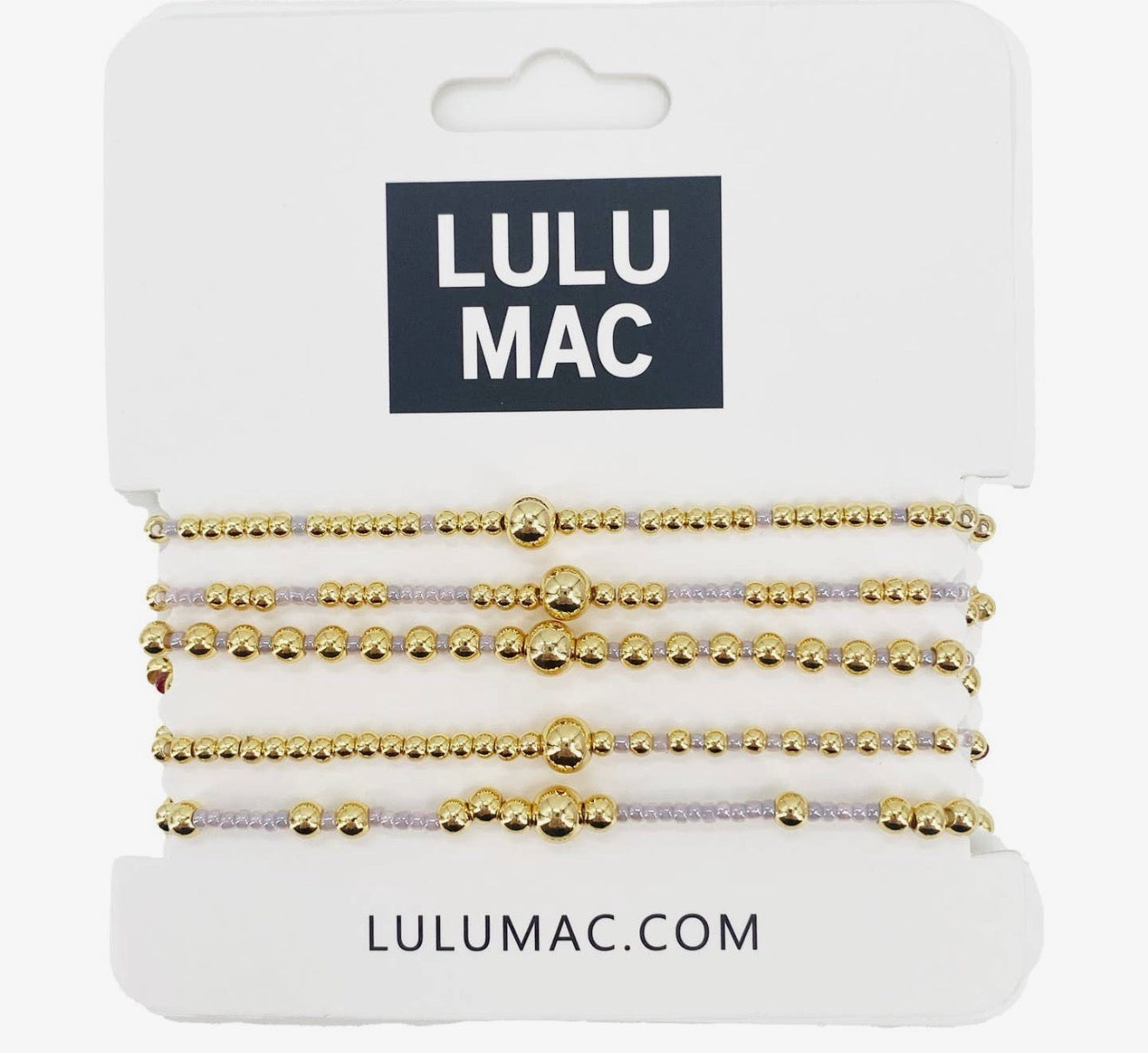 Lulu Mac Five Piece Beaded Bracelets Silver & Gold