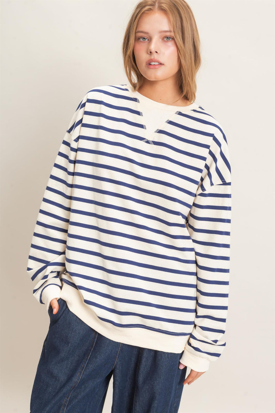 Hyfve-Striped Long Sleeve Pullover