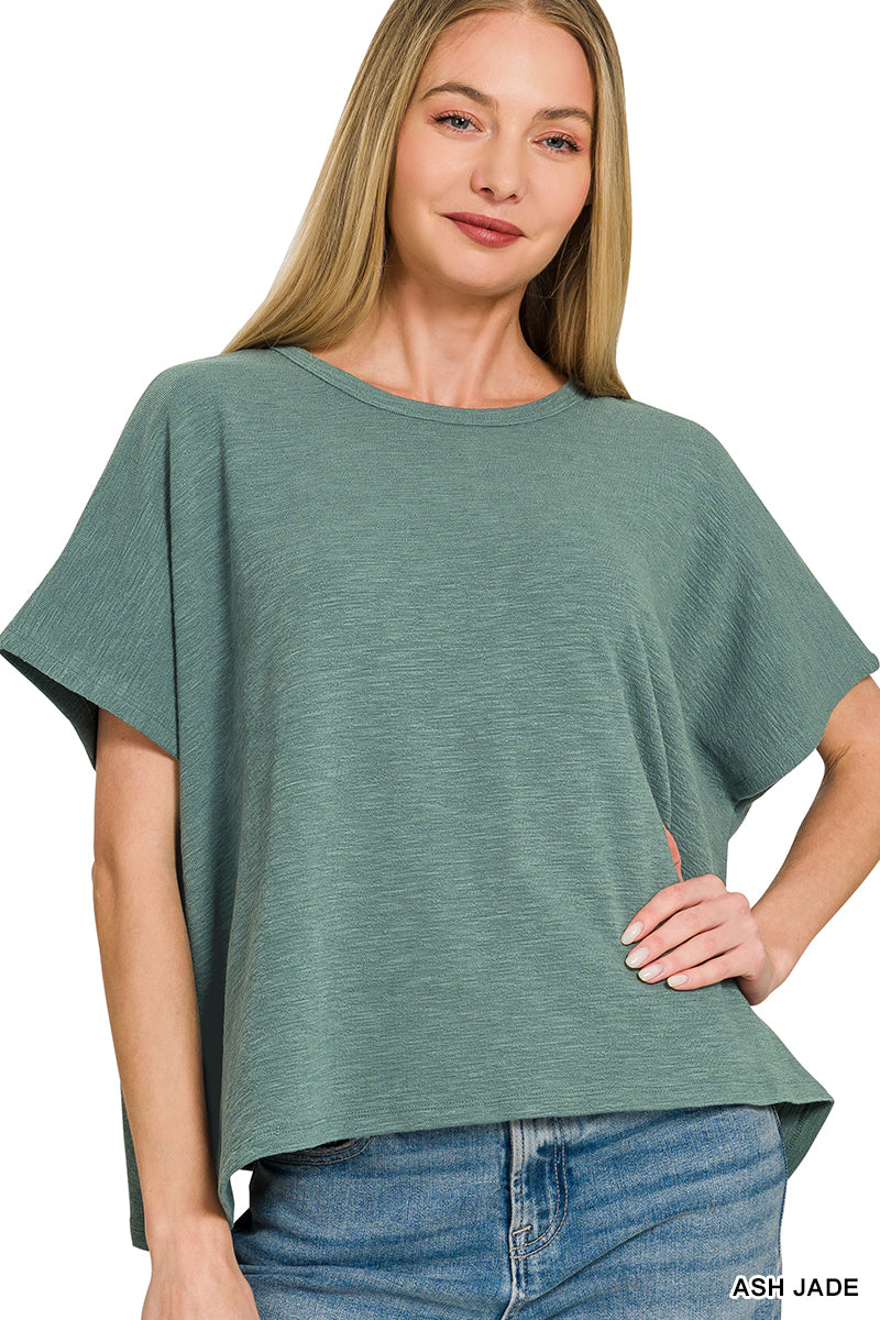 Zenana- COTTON SLUB OVERSIZE TEE