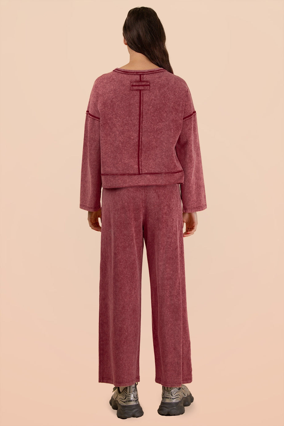 Mineral Washed Knit Top & Pants Set